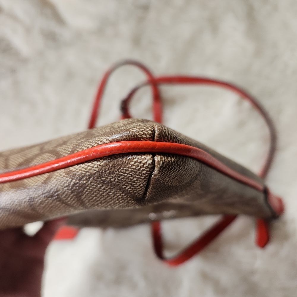 Coach North/South Crossbody in Signature Canvas Khaki/Orange Style F35940 LN - Picture 6 of 14